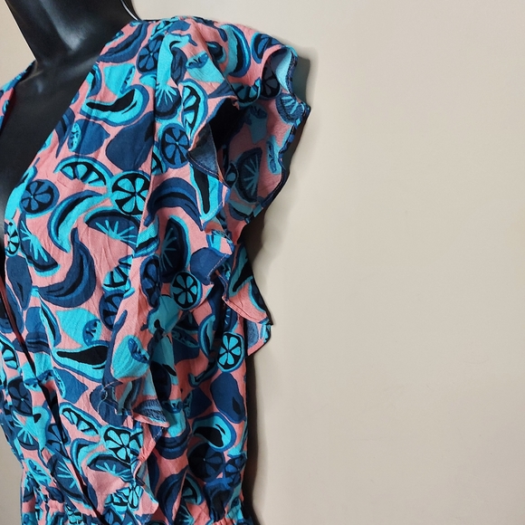 Cooper & Ella pink and blue fruit romper Size Small - Picture 5 of 9